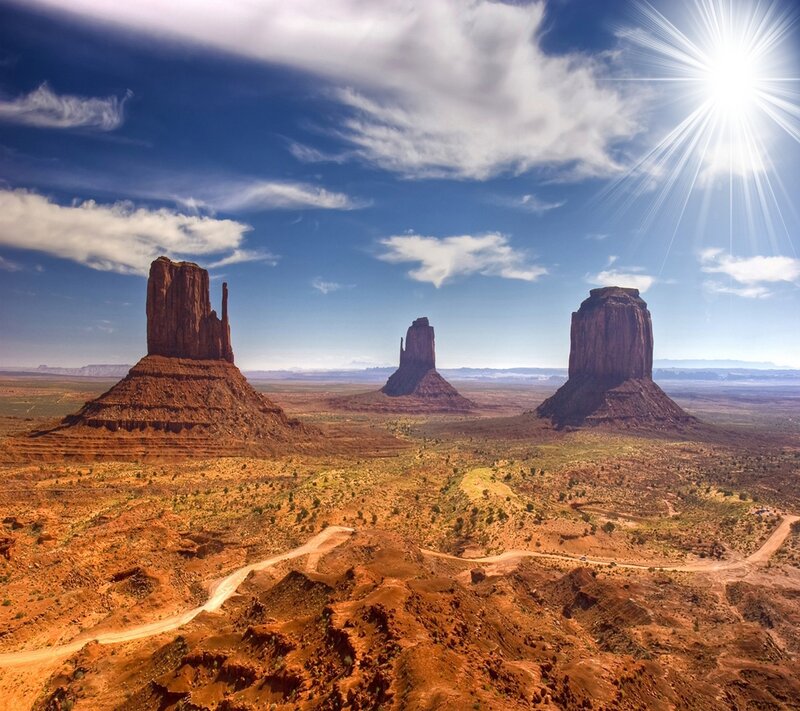 Monument Valley Rock Formations — Blue, Dramatic, Afternoon, Photograph, Desert