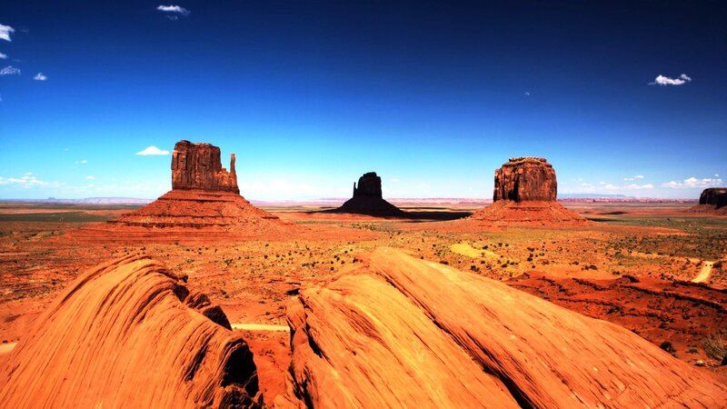 Monument Valley Rock Formations — Blue, Dramatic, Afternoon