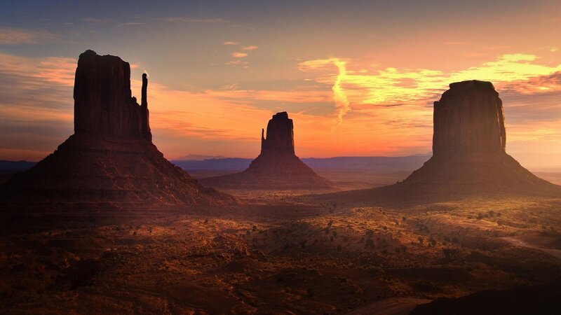 Monument Valley Rock Formations — Orange, Dramatic