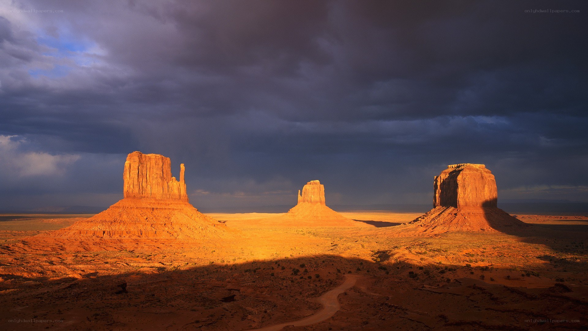 Monument Valley storm at sunset