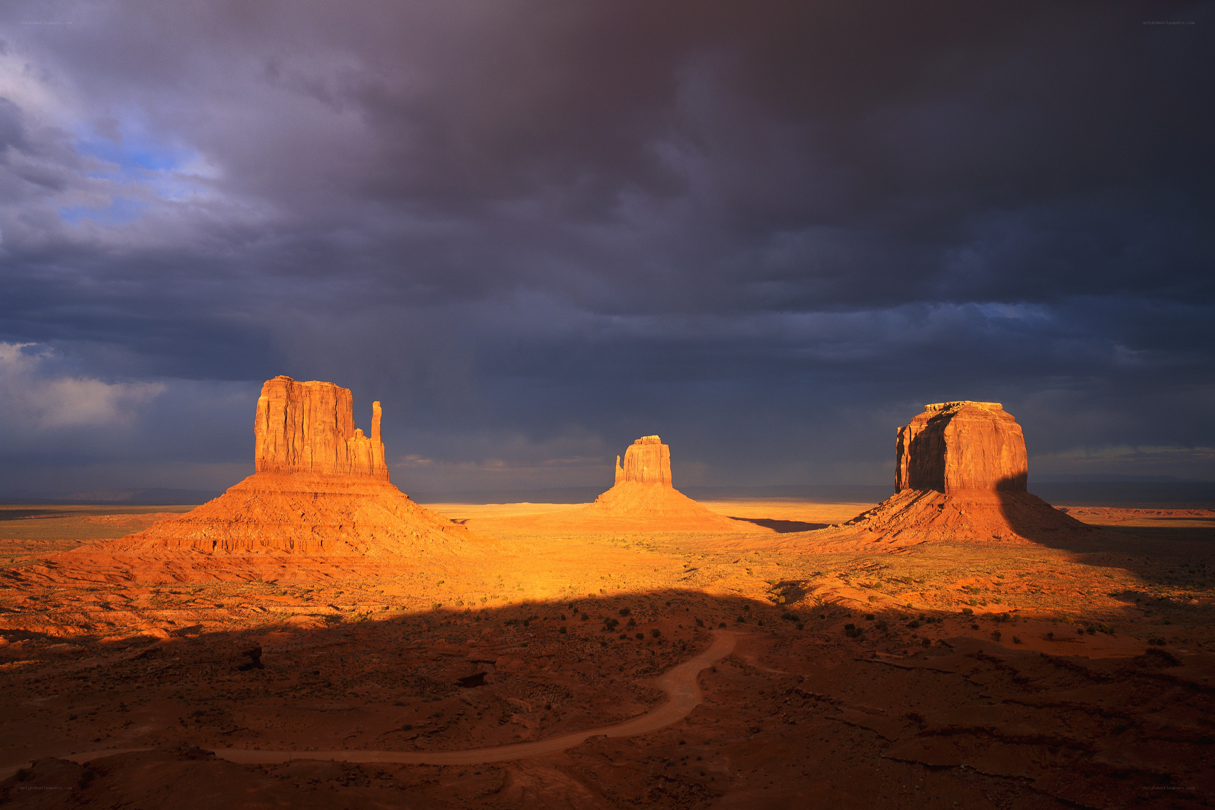 Monument Valley storm at sunset