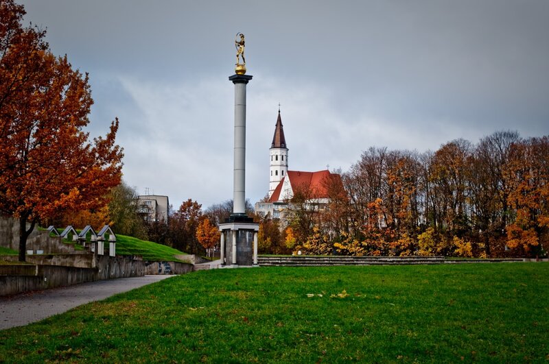Monument with Golden Statue