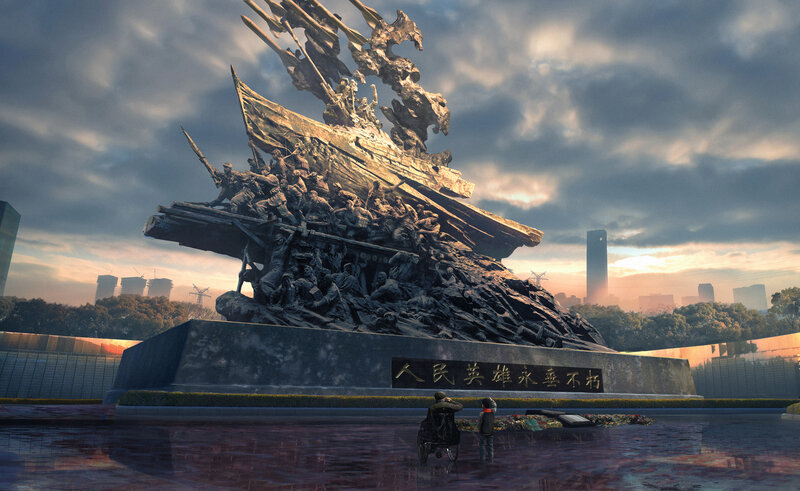 Monument with Ship Sculpture