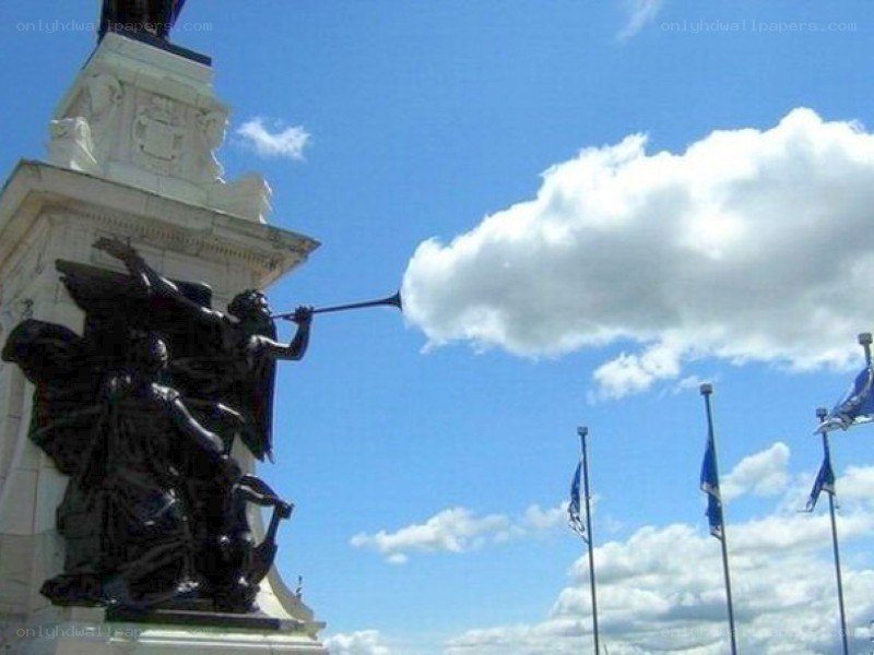 Monument with trumpet statue