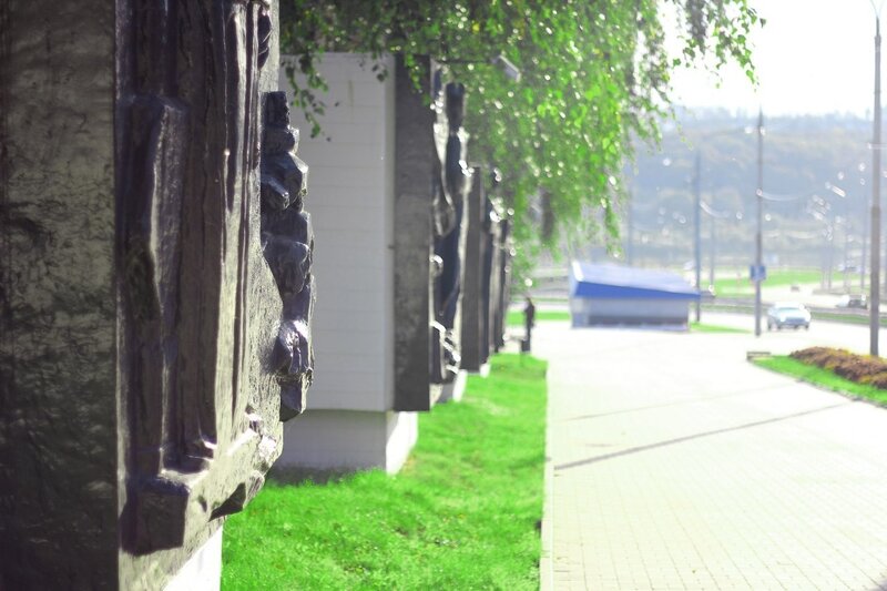 Monumental sculptures in a park