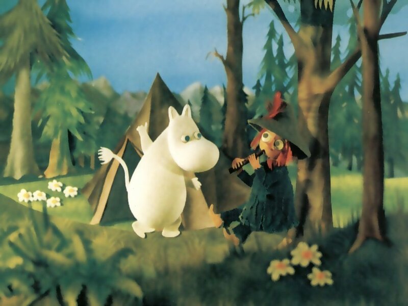 Moomin and Snufkin in the forest