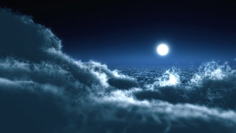 Moon Above Clouds — Blue, Dramatic