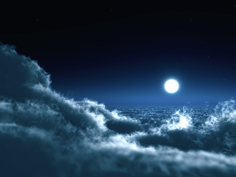 Moon Above Clouds — Blue