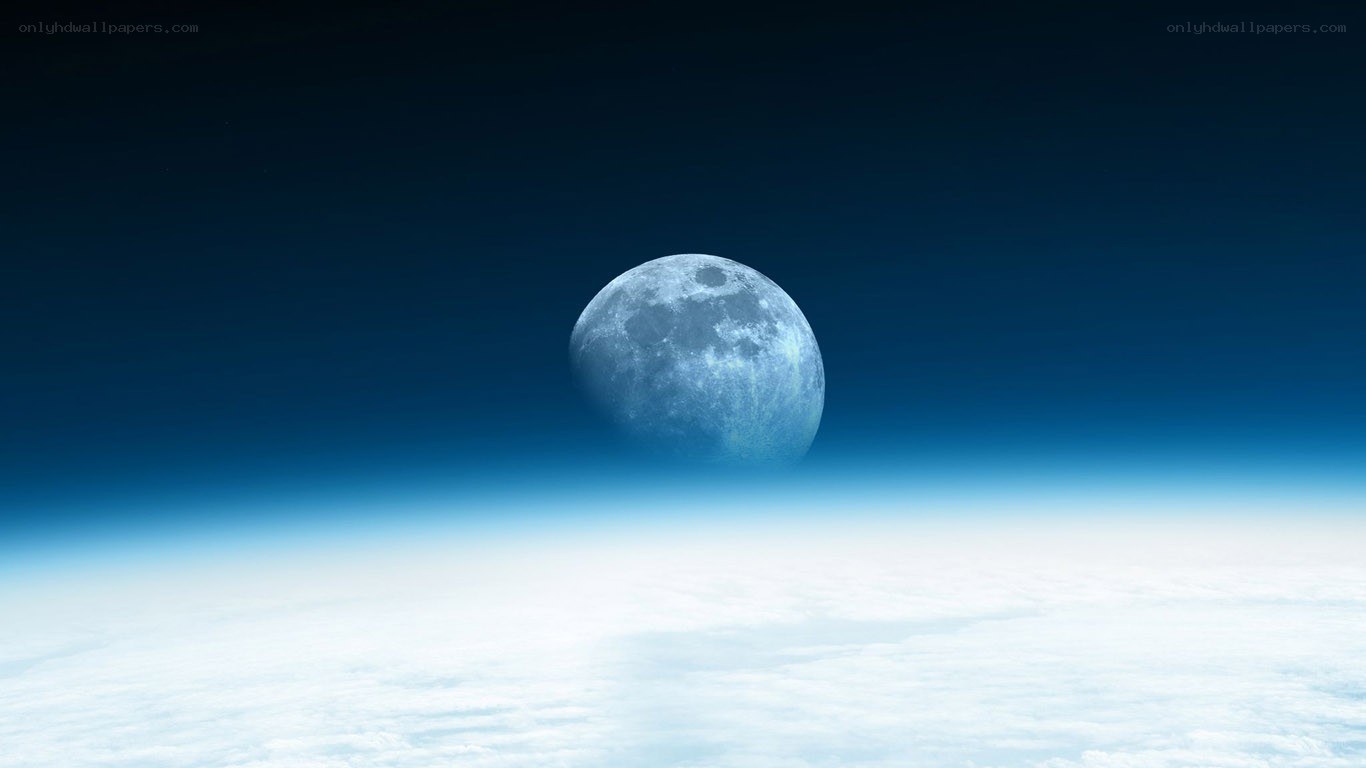 Moon above Earth's atmosphere