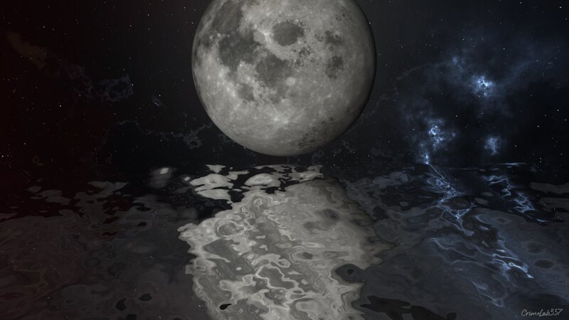 Moon Above Water Surface