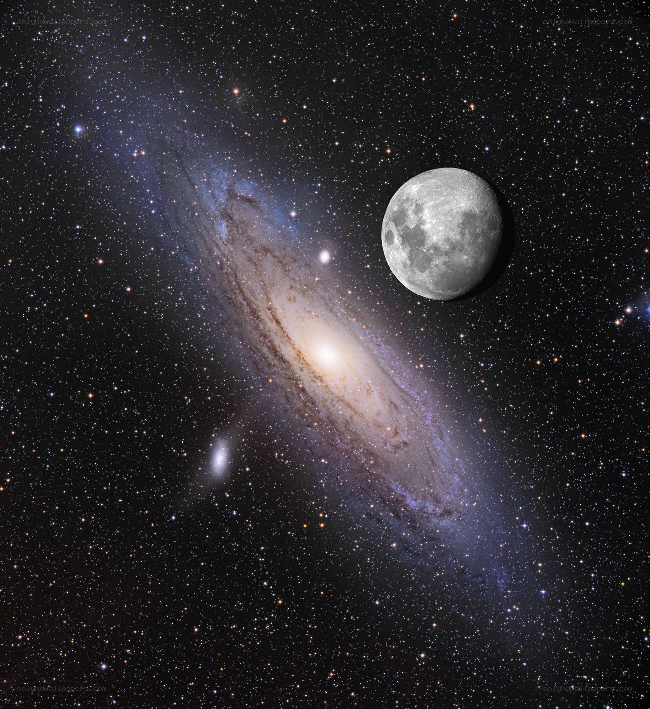 Moon and Andromeda Galaxy