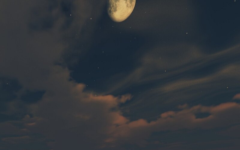 Moon and Clouds at Night — Dark Blue