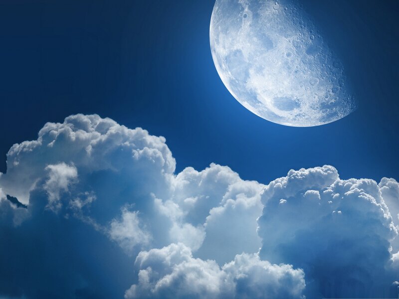 Moon and Clouds — Blue