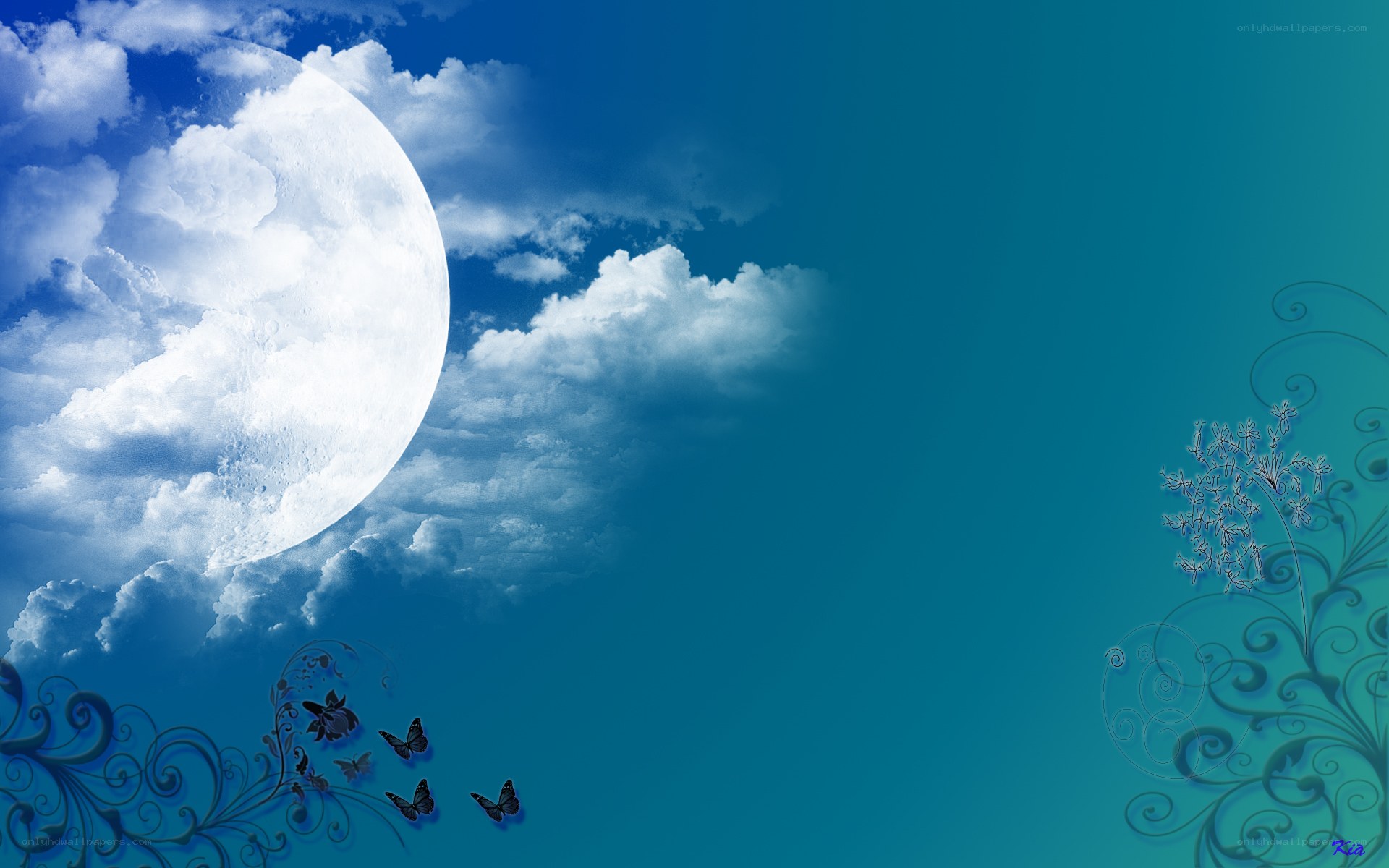 Moon and clouds wallpaper