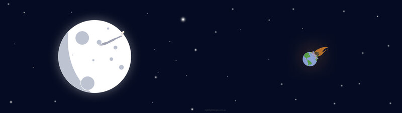 Moon and Earth in Space — Dark Blue