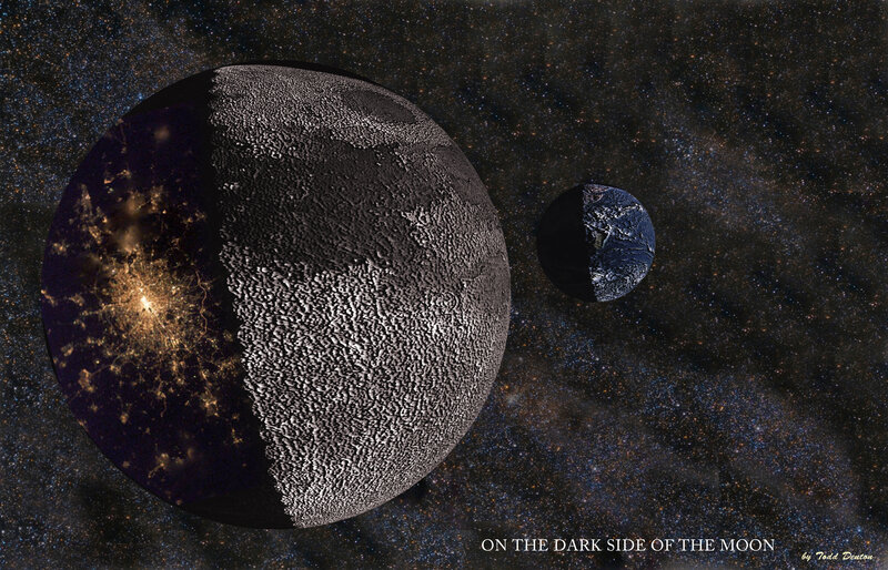 Moon and Earth in Space