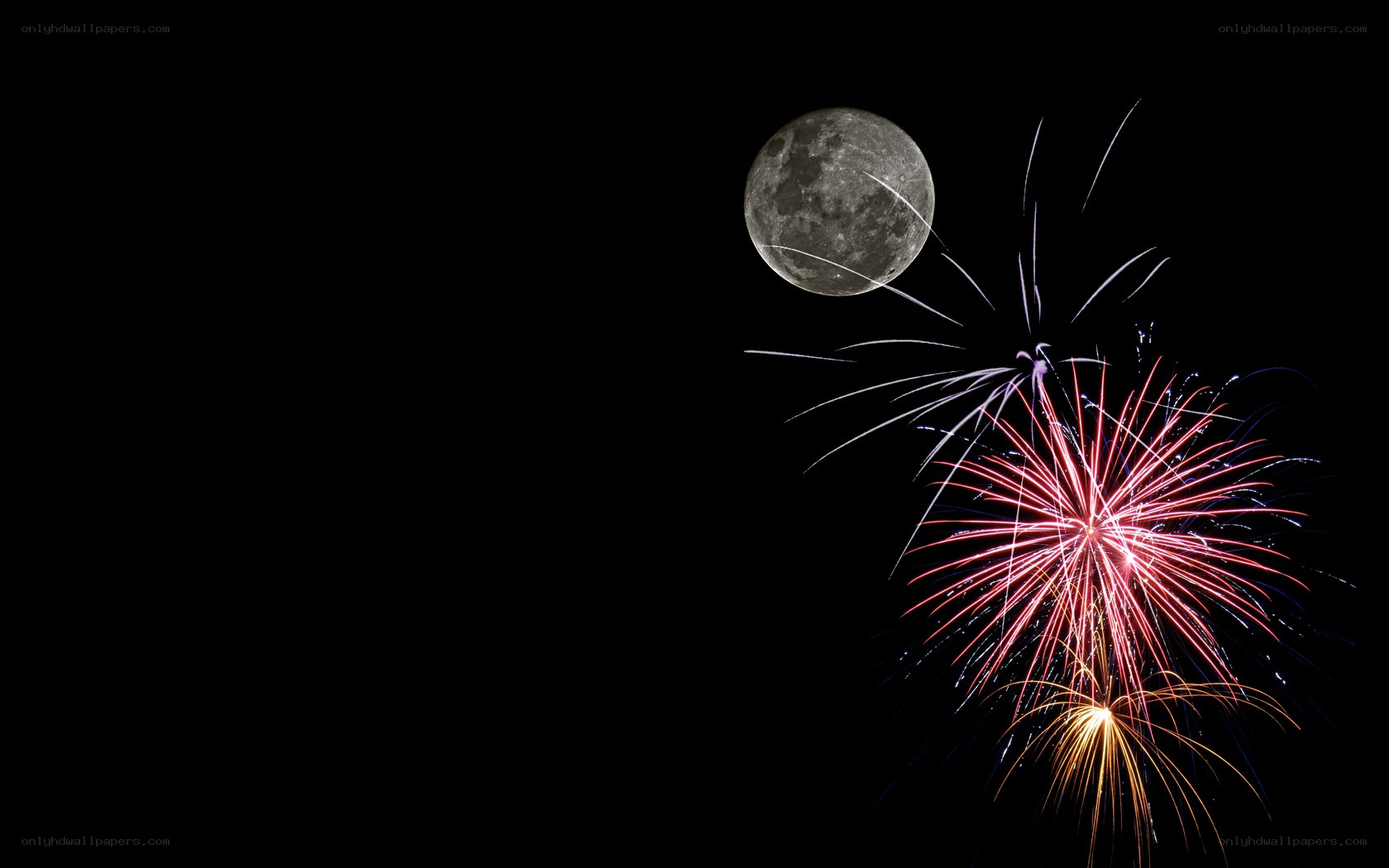 Moon and fireworks display