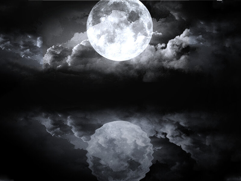 Moon and its reflection