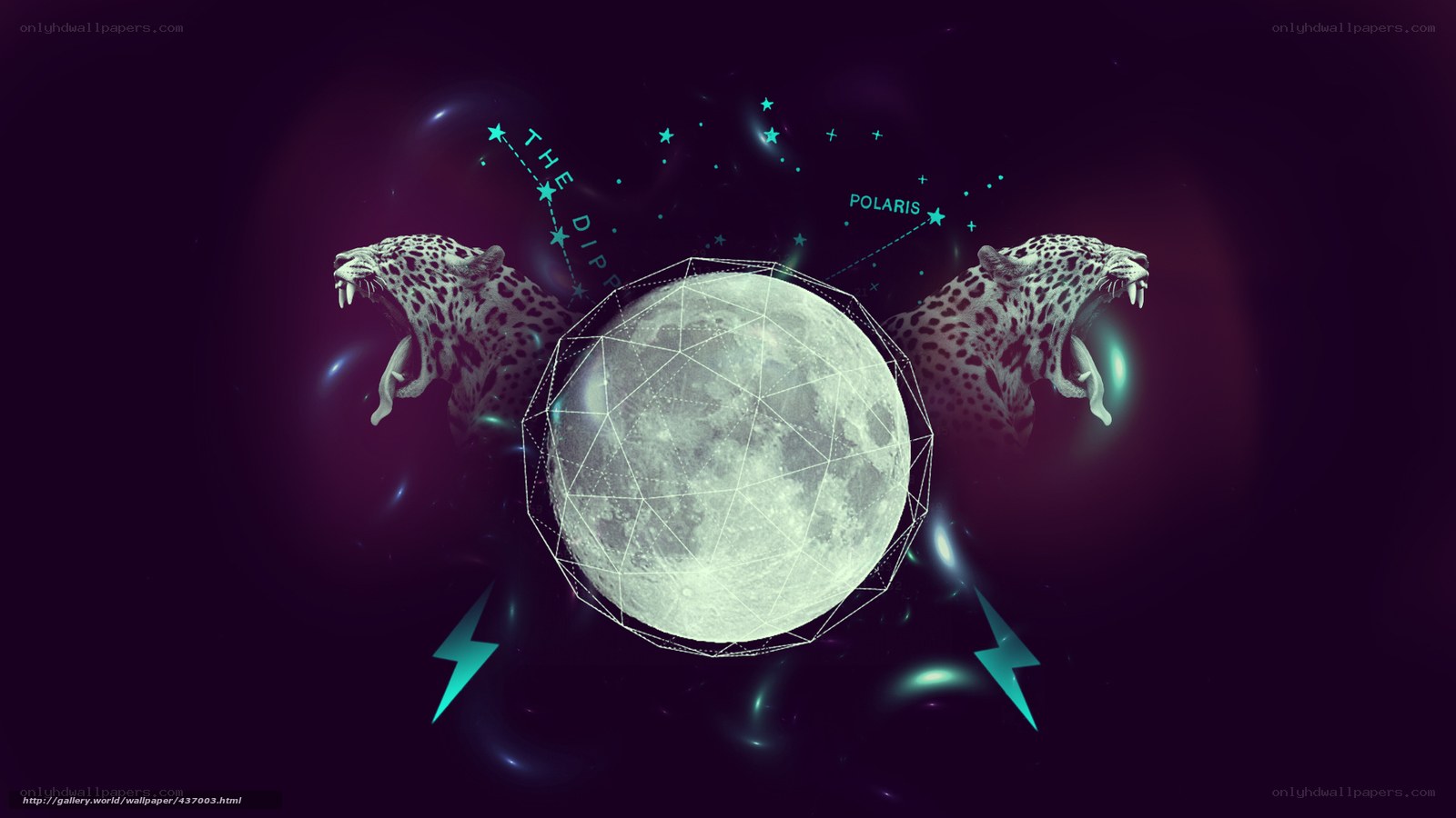 Moon and leopards in space