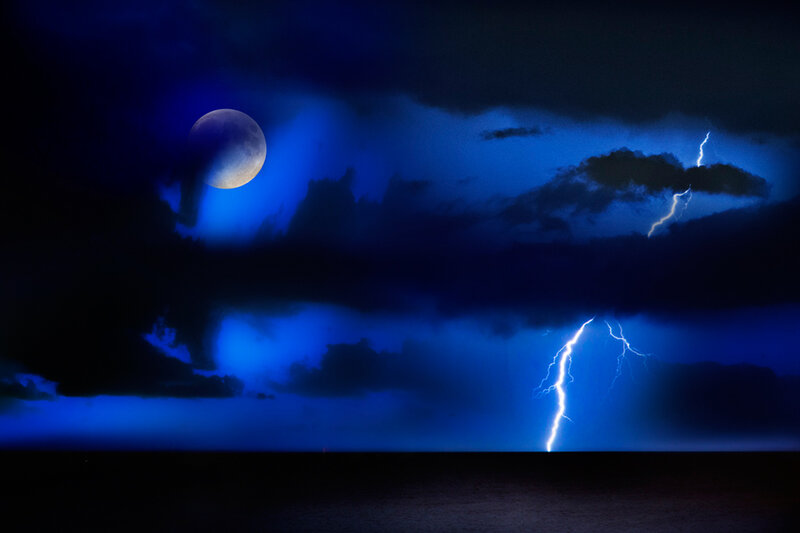 Moon and Lightning Storm
