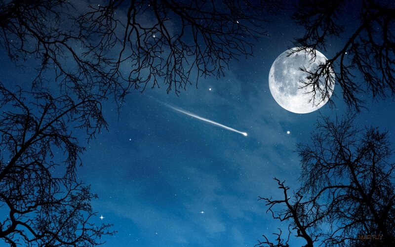 Moon and meteor shower