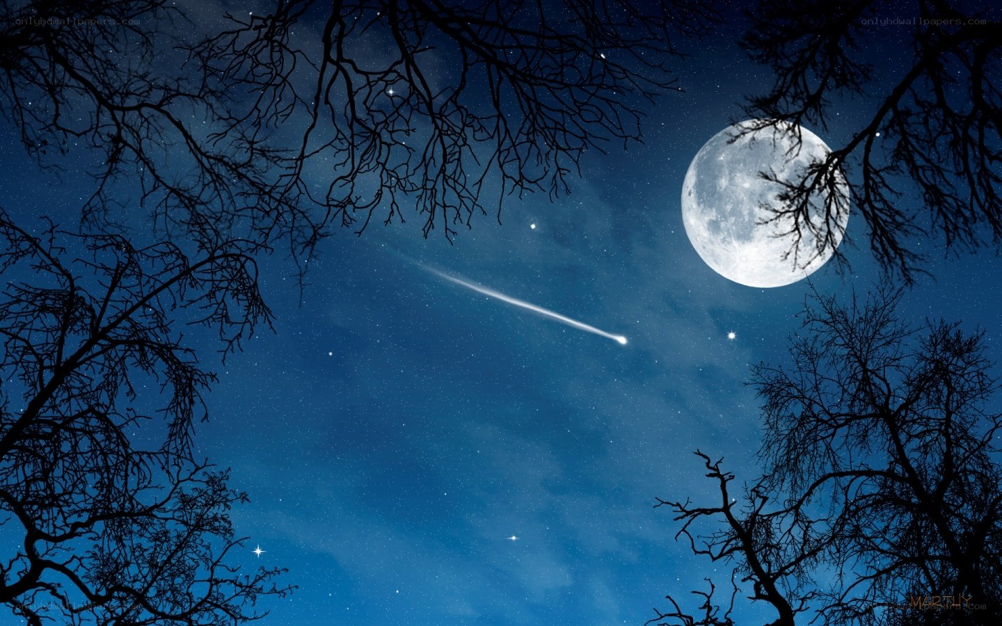 Moon and meteor shower