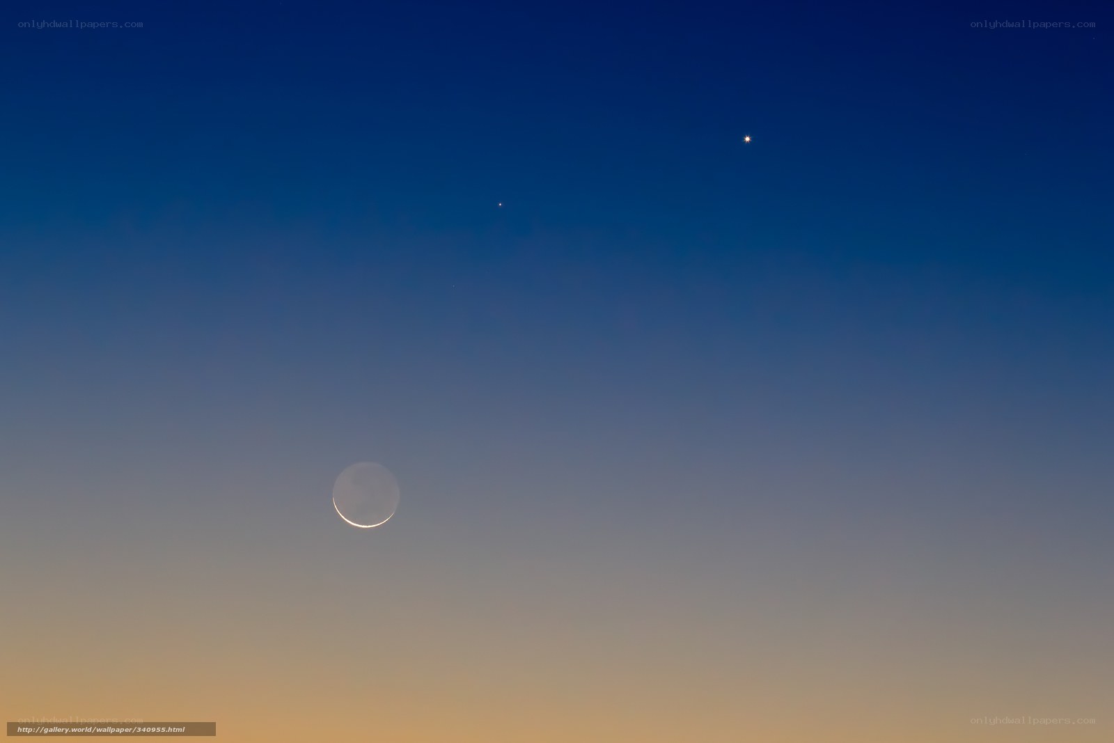 Moon and planets at dusk