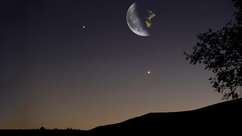 Moon and planets in night sky