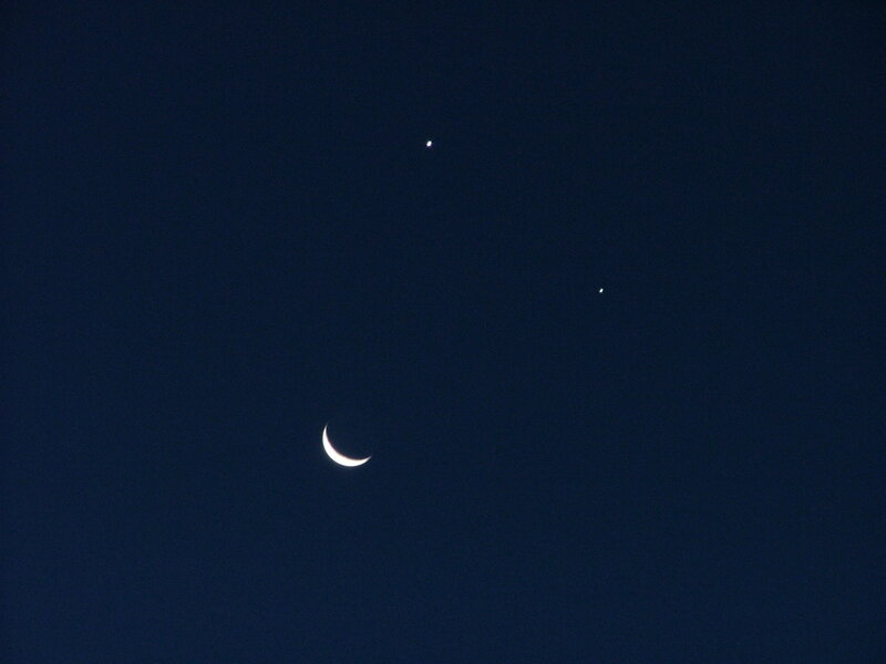 Moon and planets in night sky