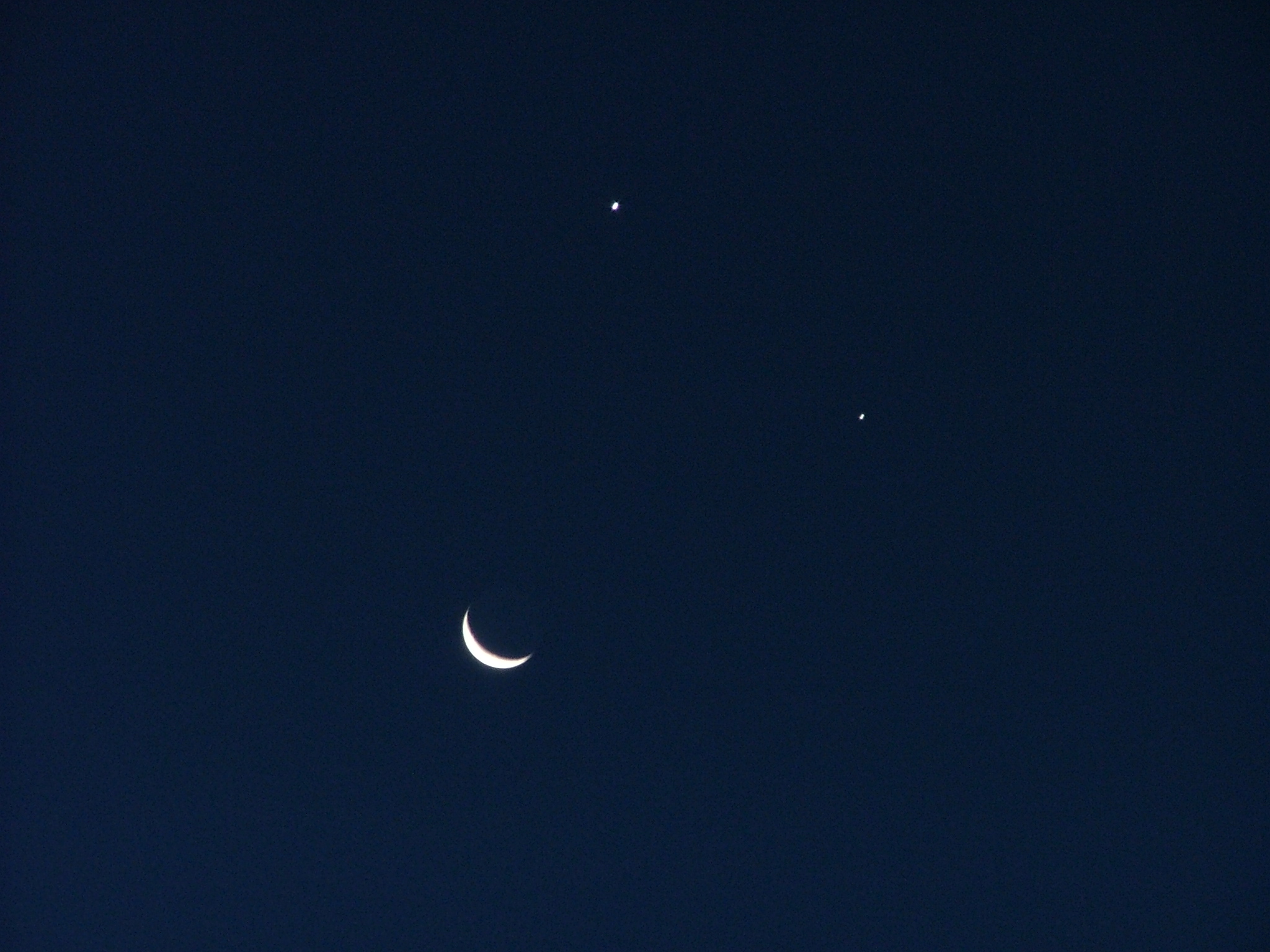 Moon and planets in night sky