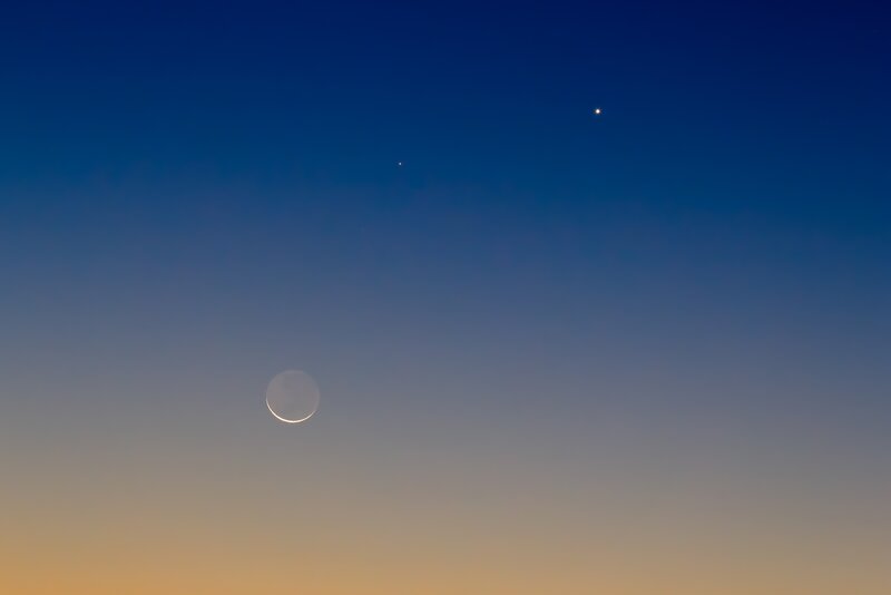 Moon and planets in twilight