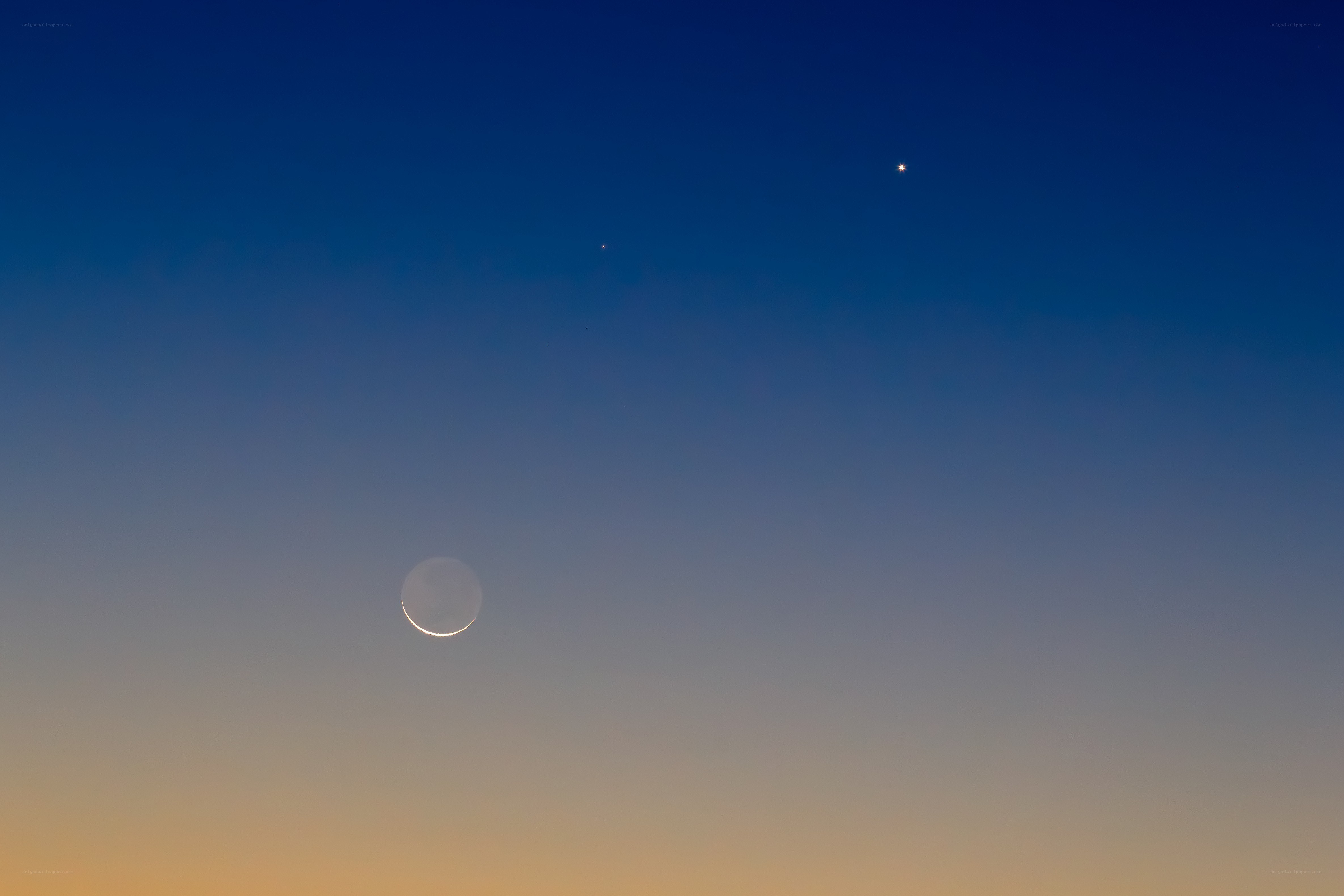 Moon and planets in twilight