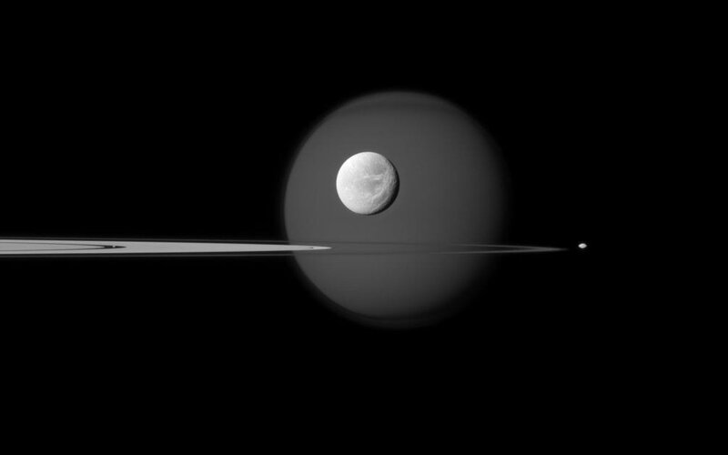 Moon and Rings of Saturn