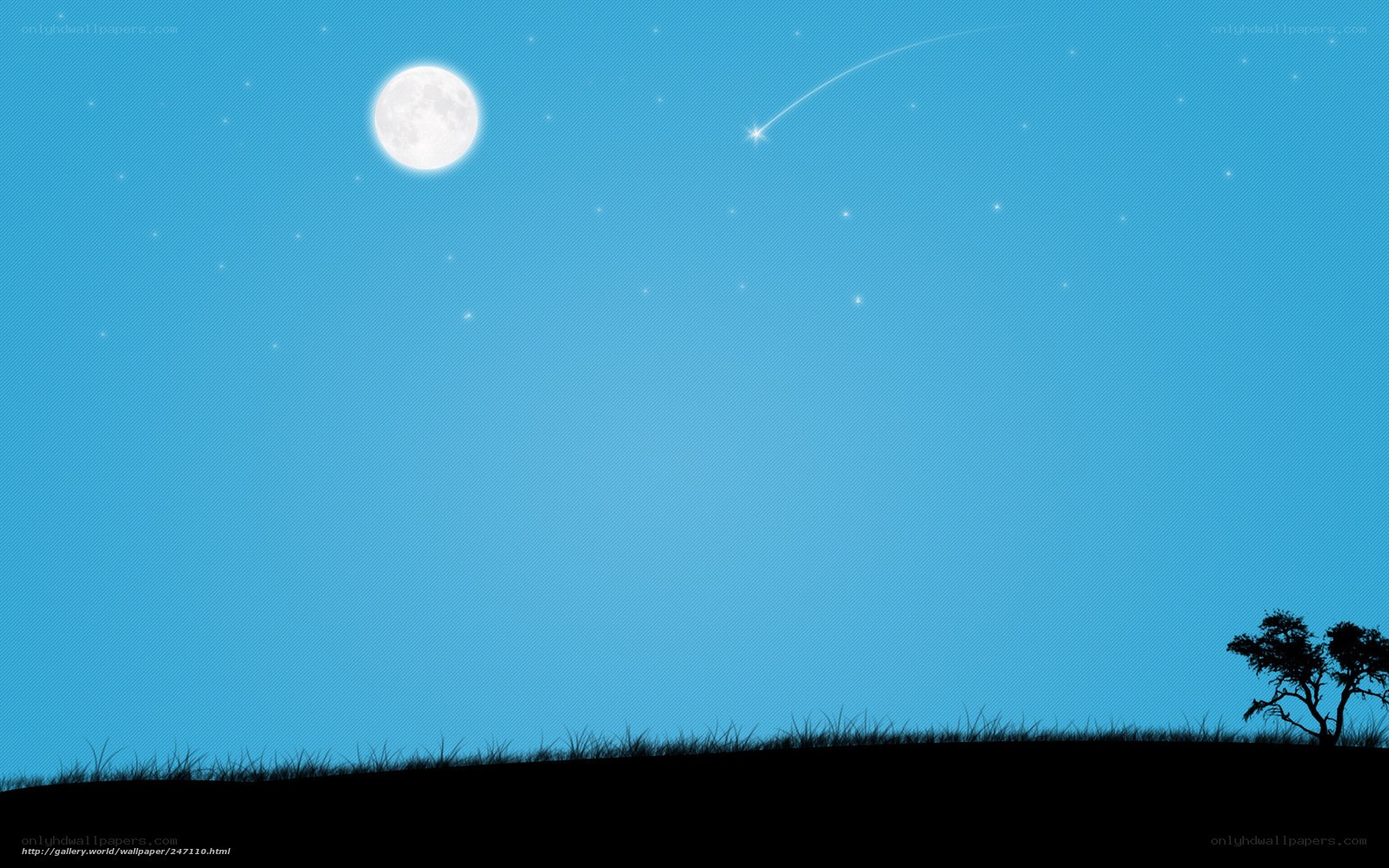moon and shooting star night