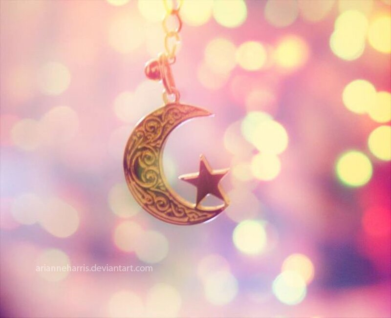 Moon and Star Pendant — Pink