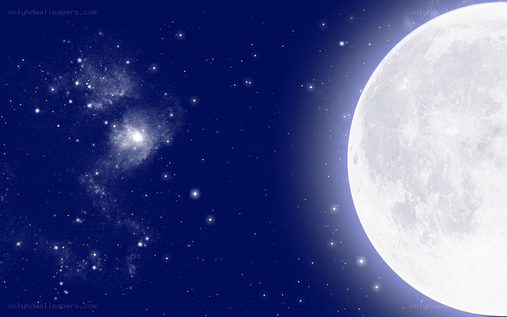 Moon and starry night sky