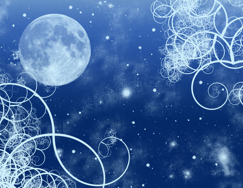 Moon and starry night with swirls