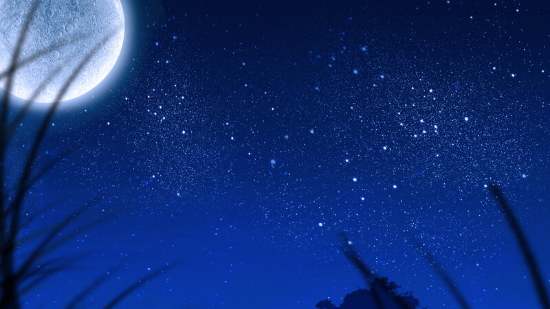 Moon and Stars at Night
