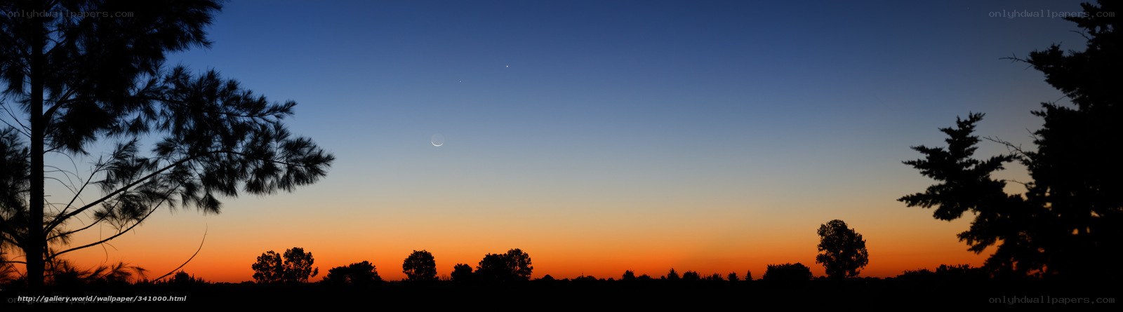 Moon and stars at twilight