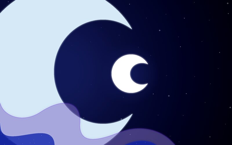 Moon and Stars in Sky — Blue