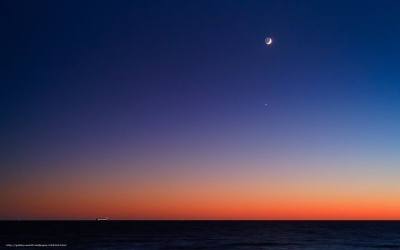 Moon and Stars over Ocean