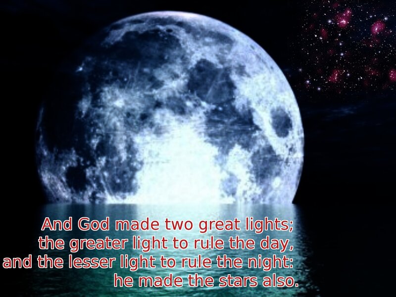 Moon and stars over water