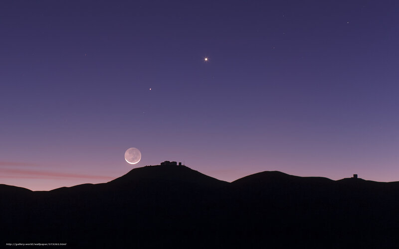 Moon and Venus over mountain