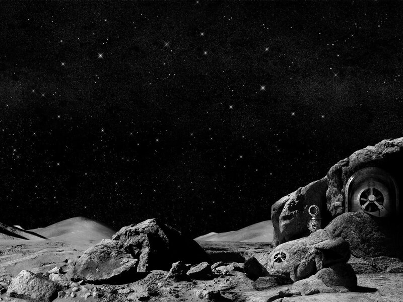 Moon base under starry sky