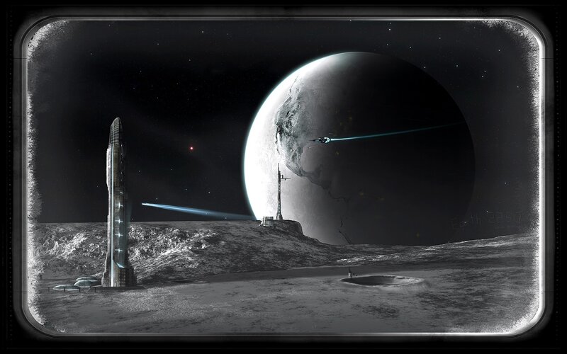 Moon Base with Planet