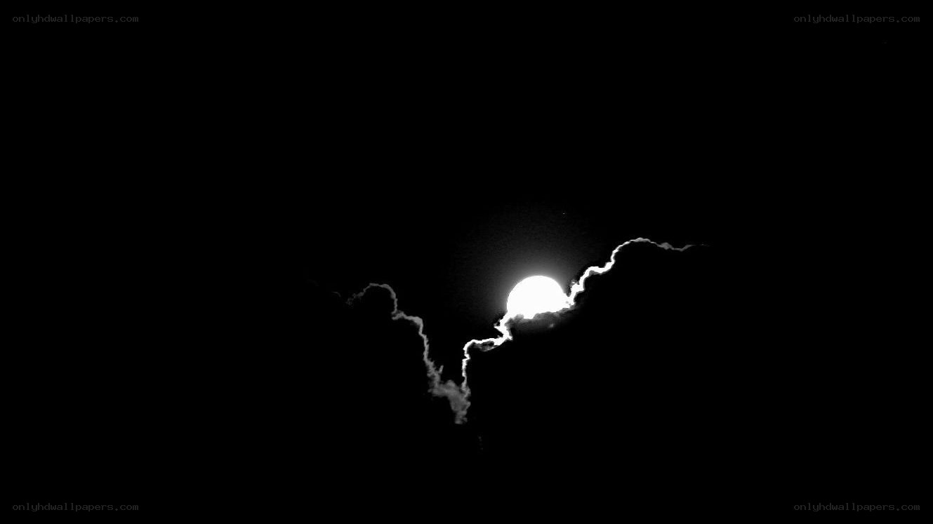 Moon behind clouds at night