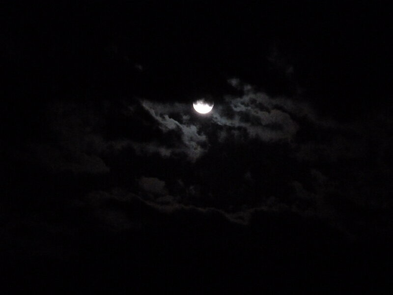 Moon Behind Clouds — Black, Dark