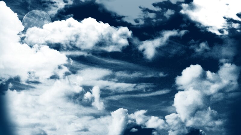 Moon Behind Clouds — Blue, Dramatic, Night, Photograph