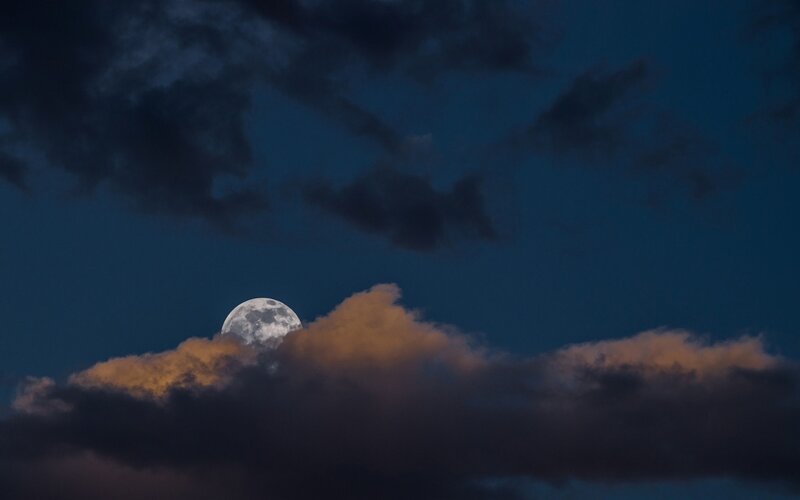 Moon Behind Clouds — Blue, Dramatic, Night