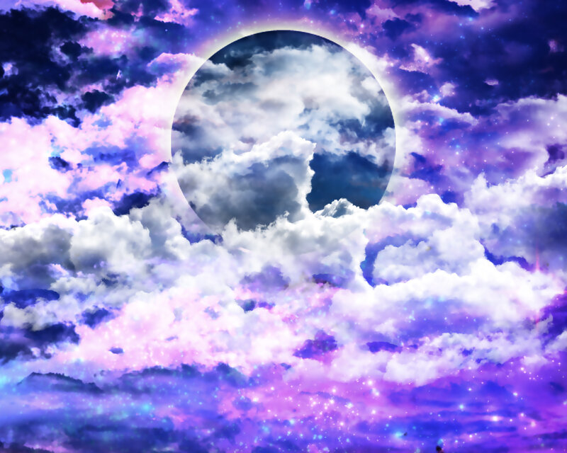Moon Behind Clouds — Purple